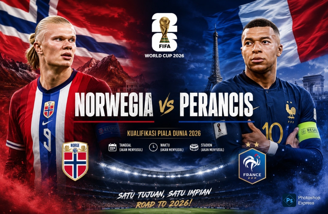 Perancis akan berhadapan dengan Norwegia di Grup I Piala Dunia 2026. (Kitamedan.com)