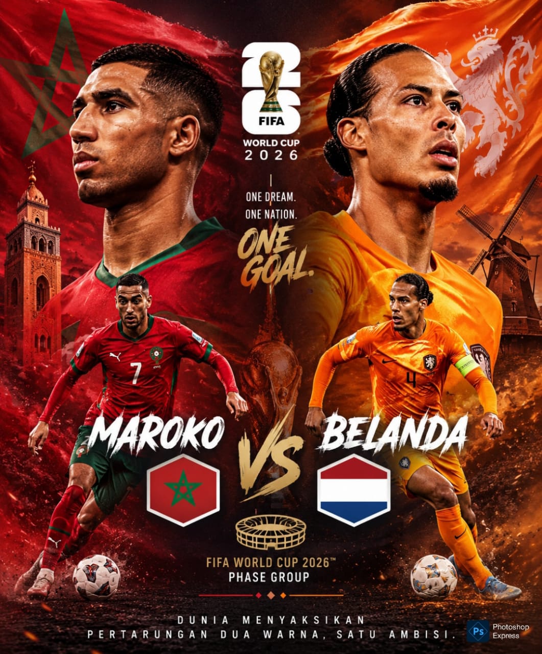 Preview jelang laga Belanda versus Maroko Piala Dunia 2026. (Kitamedan.com)