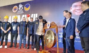 Gubernur Sumatera Utara (Sumut) Bobby Afif Nasution membuka Rapat Pimpinan Wilayah I Dewan Pimpinan Wilayah (DPW) Garda Pemuda Nasional Demokrat (GP Nasdem) Sumut, di Ballroom JW.Marriot Hotel Jalan Putri Hijau Nomor 10 Medan, Minggu (12/7/2026) malam. Foto/Medandaily.com