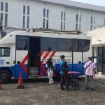 Mobil layanan SIM Keliling di arena Pekan Raya Sumatera Utara (PRSU) ke 50, di Jalan Gatot Subroto, Medan.