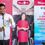 Gubernur Sumatera Utara (Sumut) Muhammad Bobby Afif Nasution meresmikan penerbangan perdana maskapai Wings Air (Lion Group) rute Bandara Internasional Kualanamu (KNO) menuju Bandara Jenderal Besar AH Nasution di Kabupaten Mandailing Natal (MADINA), di Bandara Kualanamu International Airport, Sabtu (1/8/2026). Foto/Diskominfo Sumut