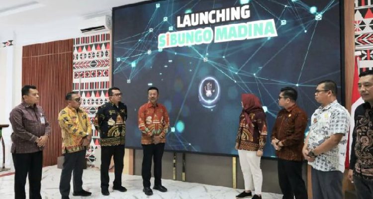 SiBUNGO, aplikasi Sistem Informasi Pajak Bumi dan Bangunan Berbasis Geospasial di Aula Kantor Bupati Madina, Komplek Perkantoran Payaloting, Panyabungan, Kamis (6/8/2026).