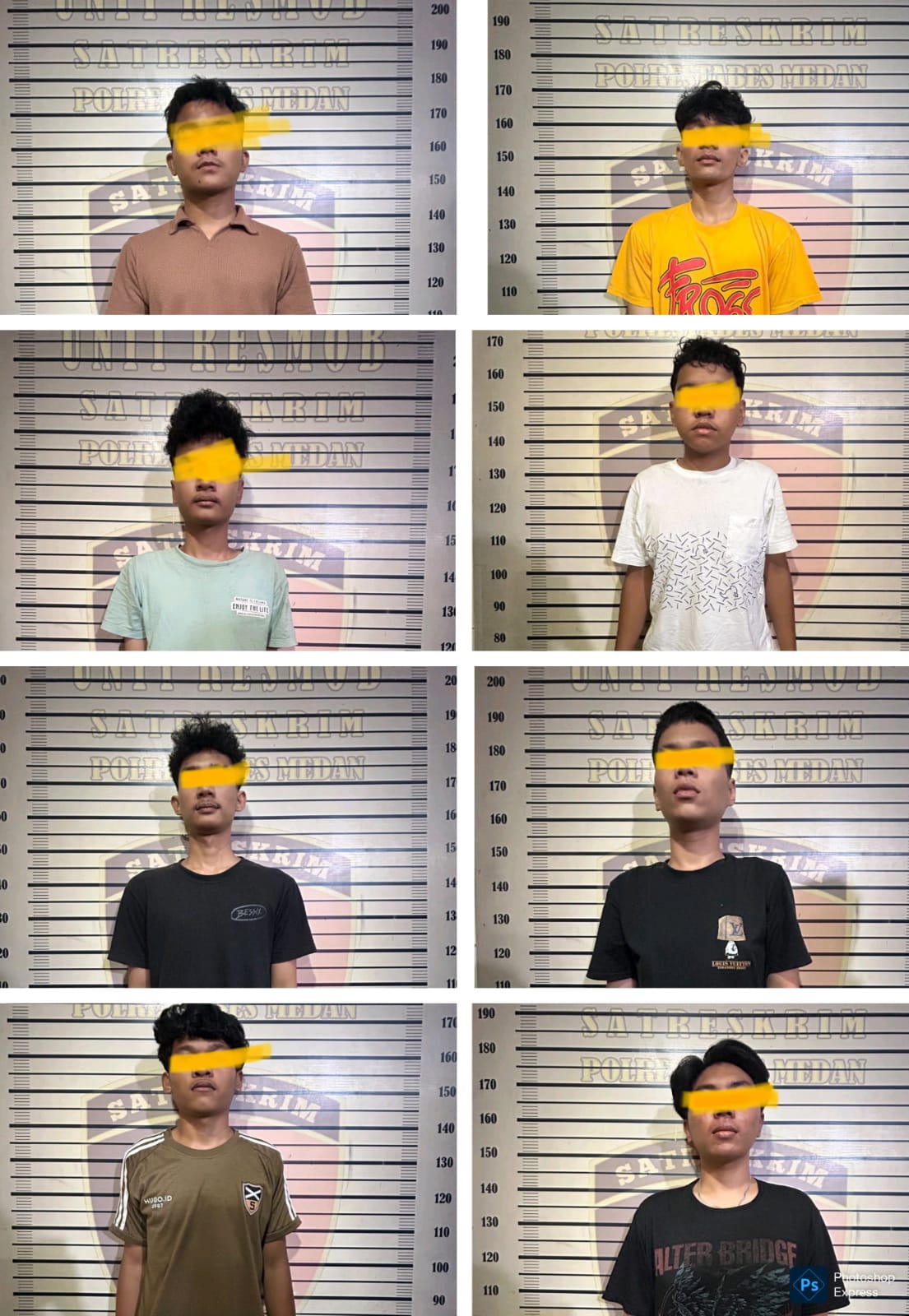 Delapan anggota geng motor Salvador ditahan di kantor polisi. (Ist)